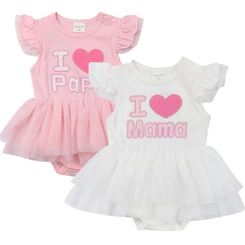 0-24M Baby Girl I Love Papa/Mama Romper Summer