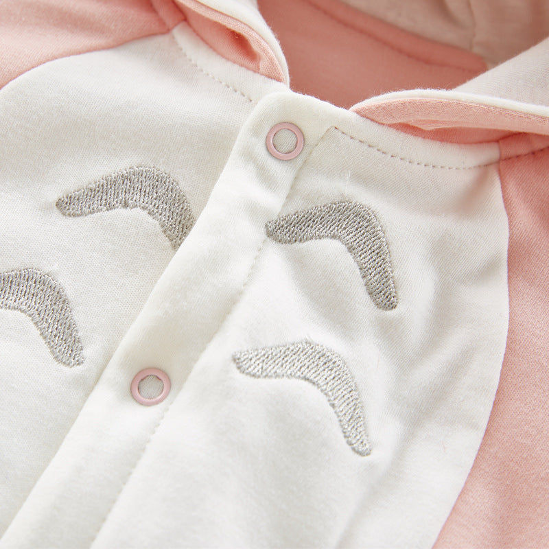 The new cotton-padded baby romper, thickened chinchilla hooded