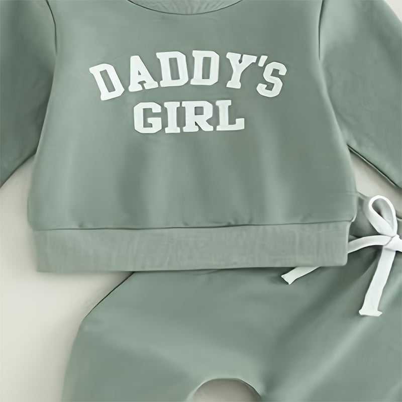 Baby Girl's 2-Piece Letter Print Sweater Set Long Sleeve Pullover And