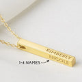 Personalized Mother Necklace, 4-Sided Bar Necklace, Kids Names Necklace