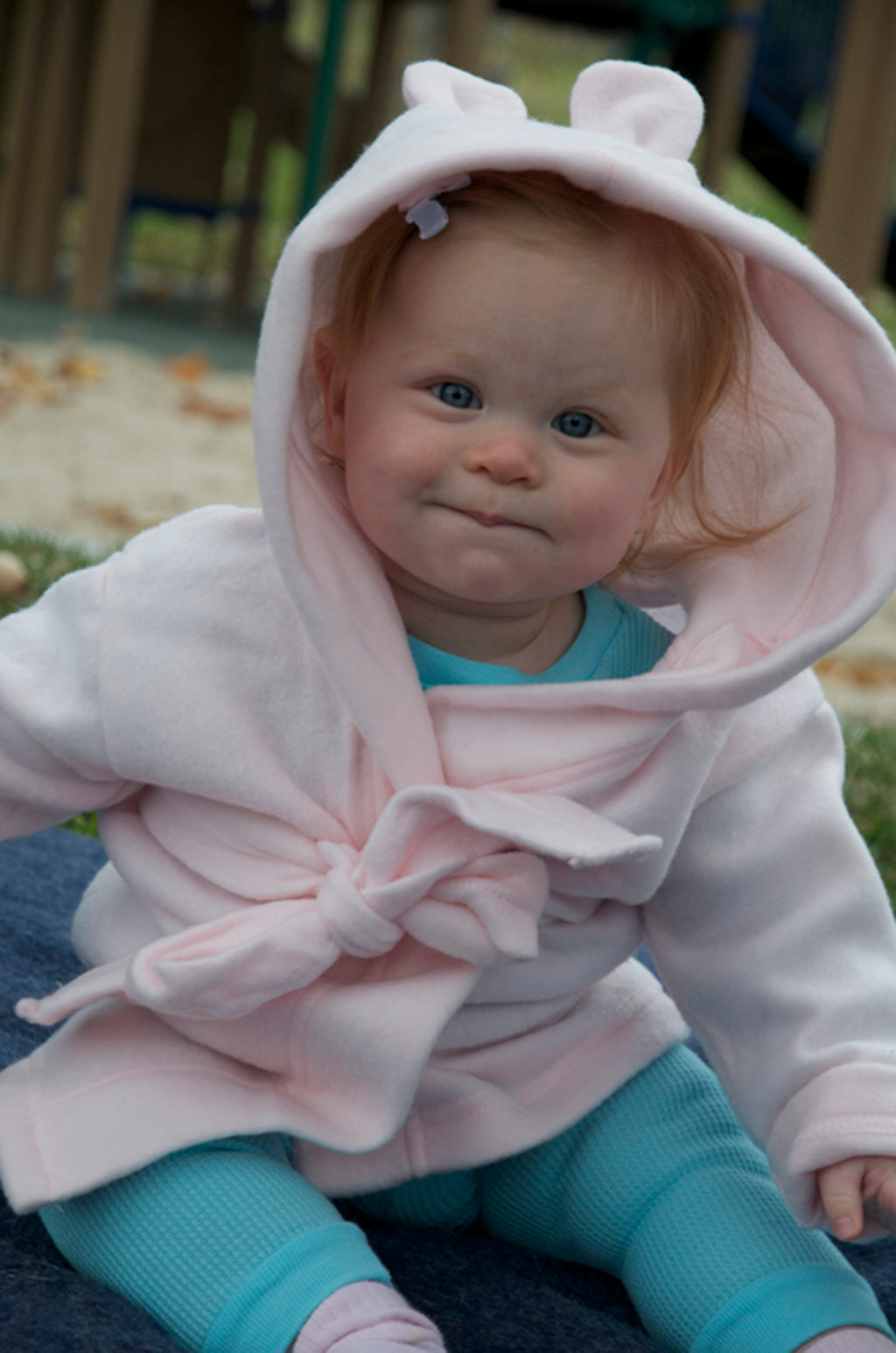 Fleece Robe With Hood Blue