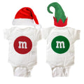 Merry Christmas - M & M's Baby Bodysuit Combo - Red & Green
