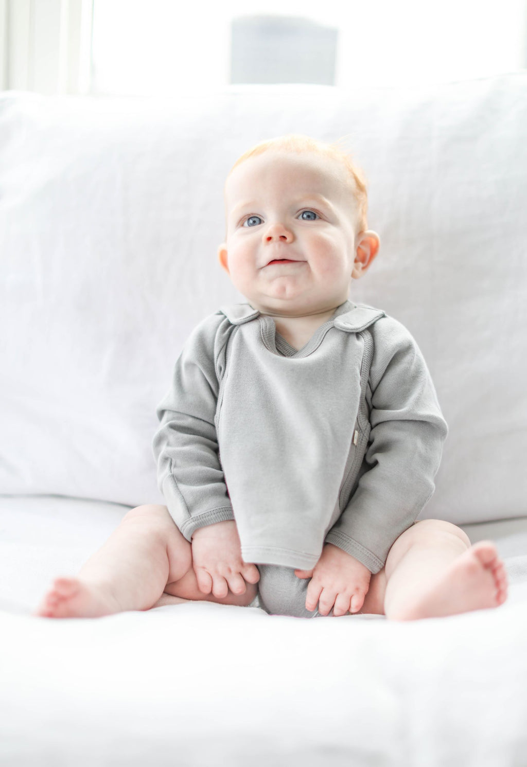 Smart Long Sleeve Kimono Bodysuit + Bib - Grey