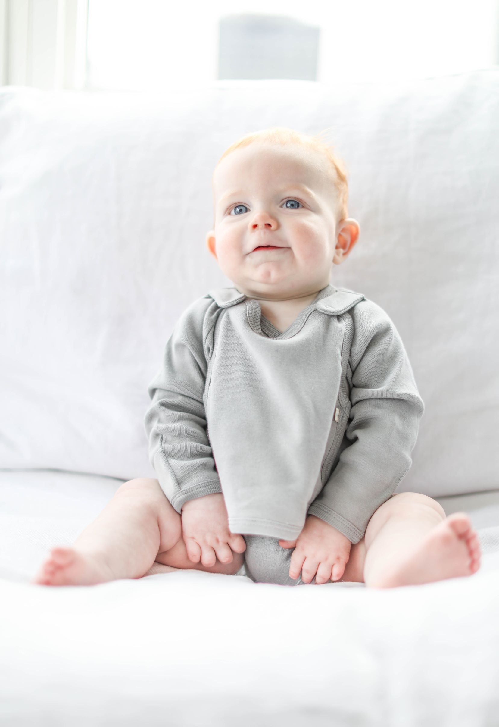 Smart Long Sleeve Kimono Bodysuit + Bib - Grey