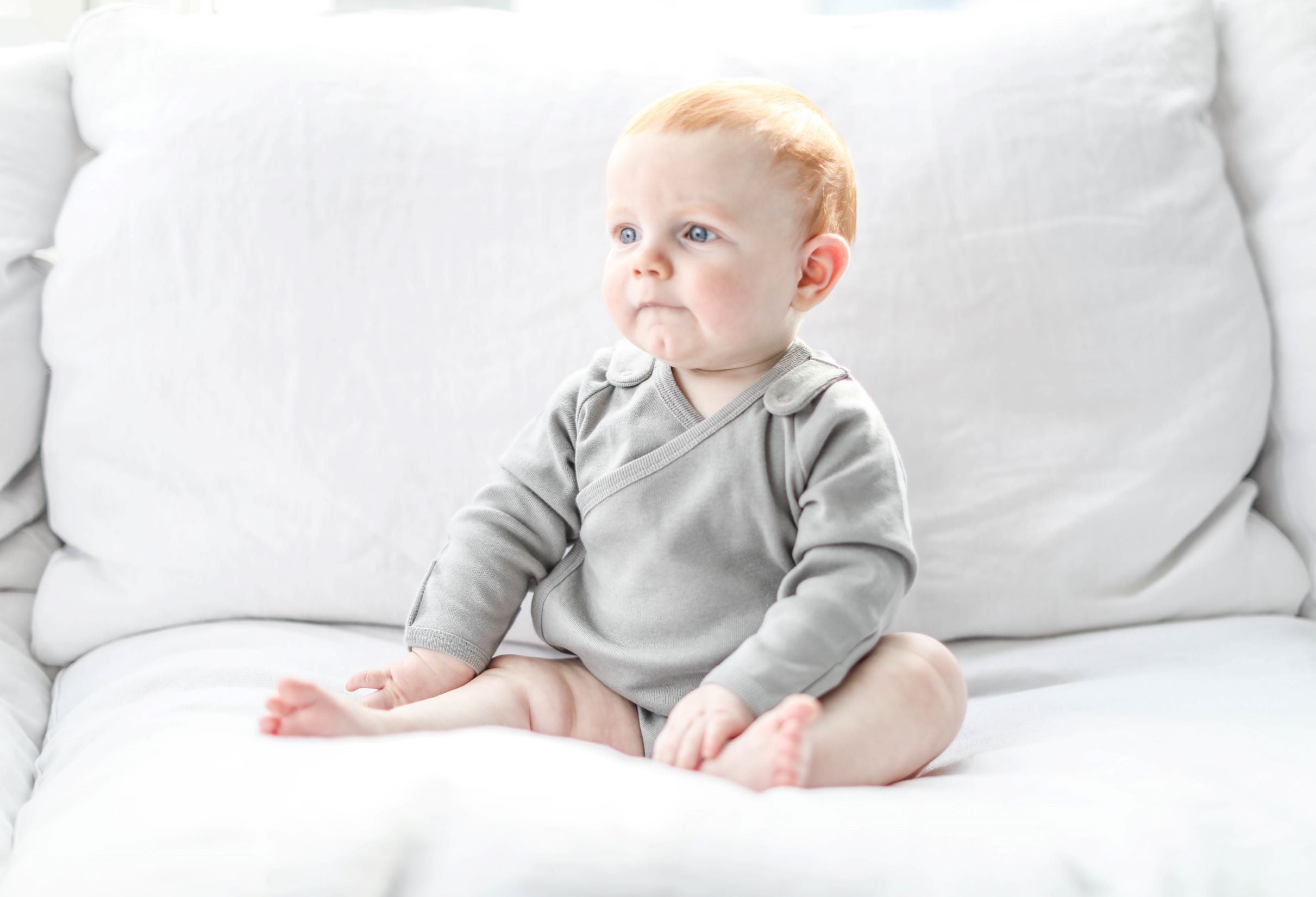 Smart Long Sleeve Kimono Bodysuit + Bib - Grey