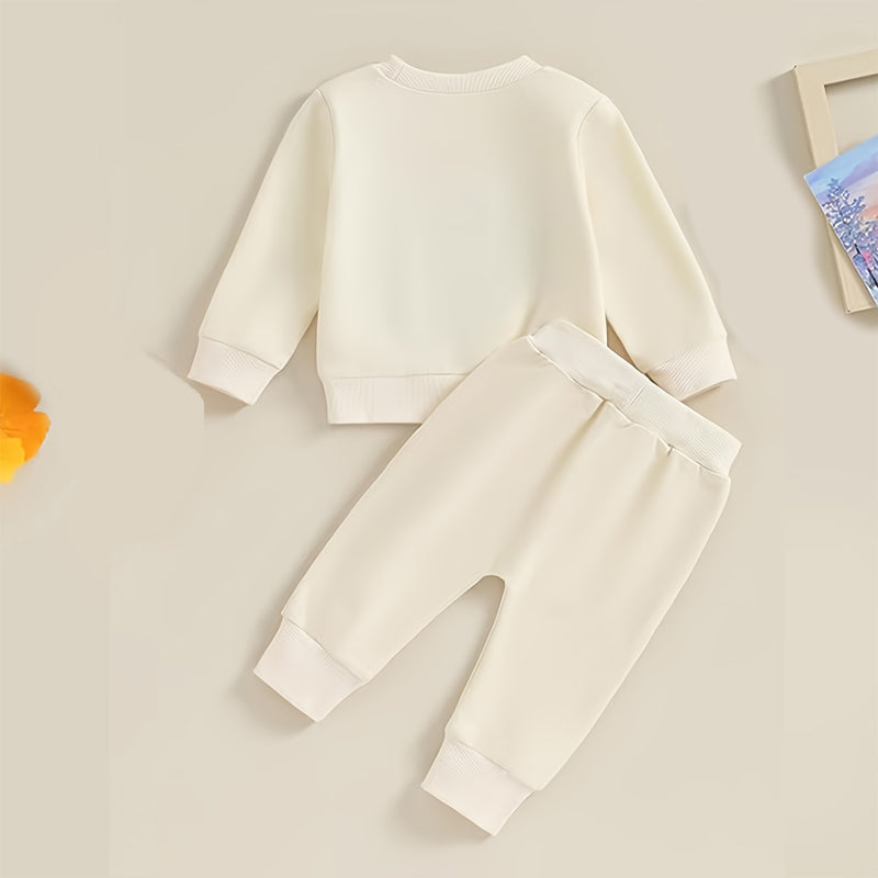 Baby Girl's 2-Piece Letter Print Sweater Set Long Sleeve Pullover And