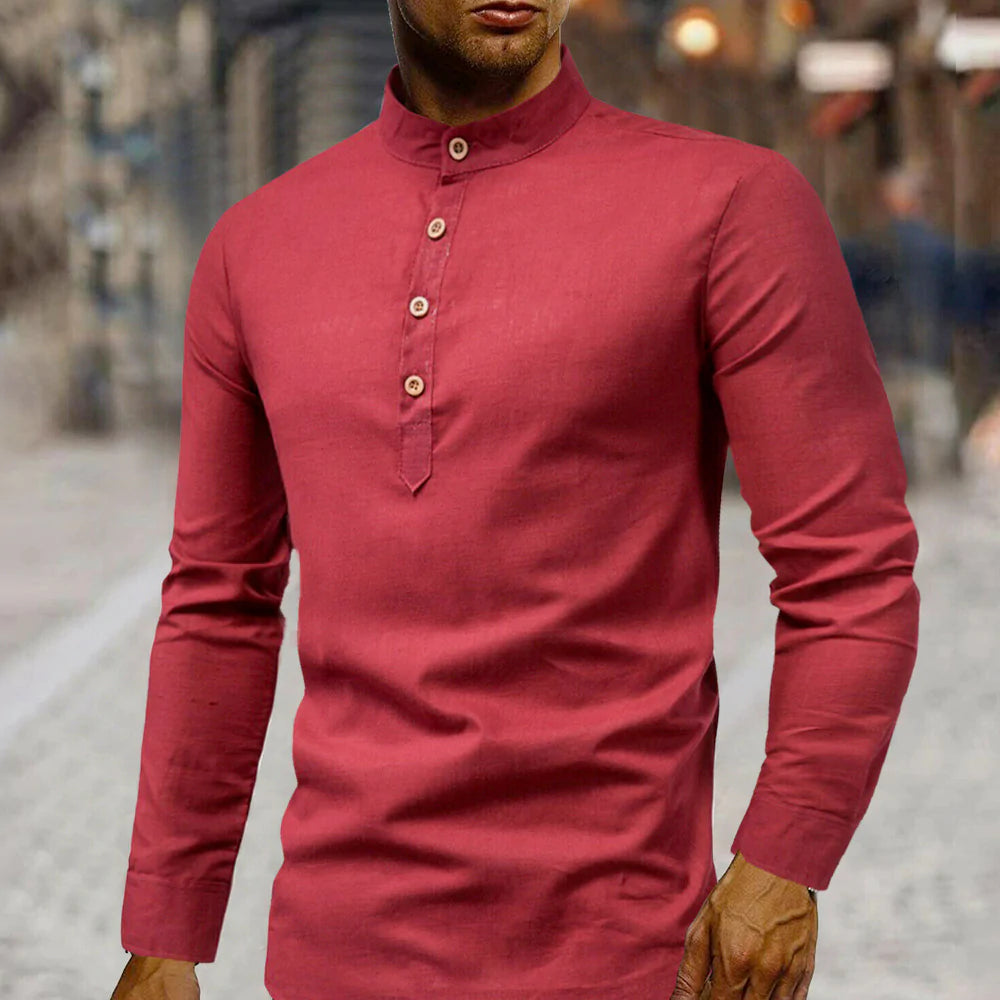 Men's Stand Collar Linen Shirt