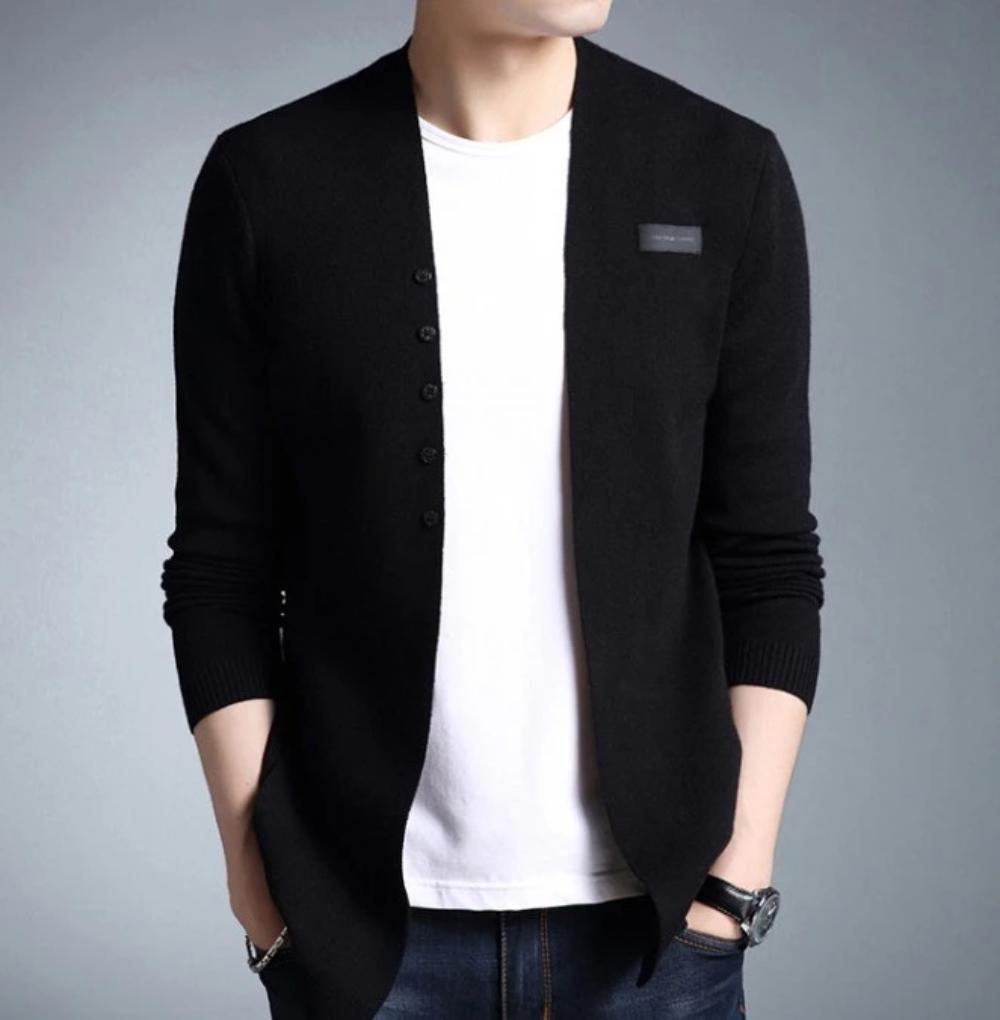 Men's Slim Fit Cardigan with Button Design