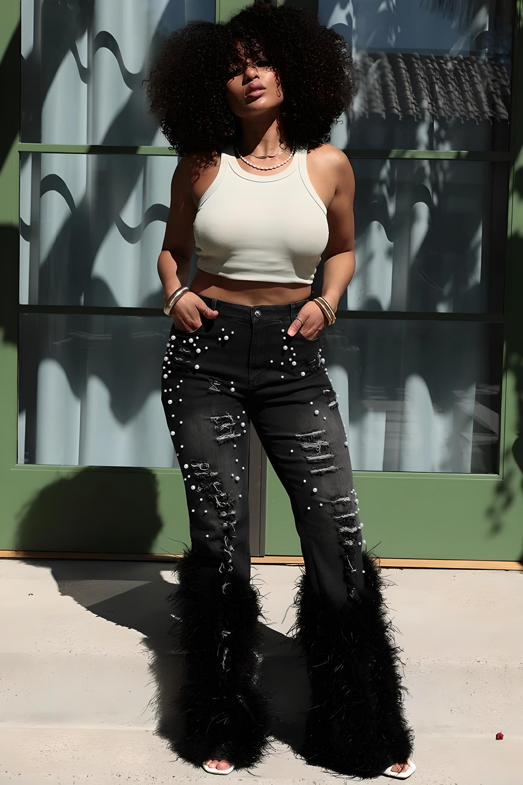 Glam Wool Beaded Jeans – Runway Edition 25
