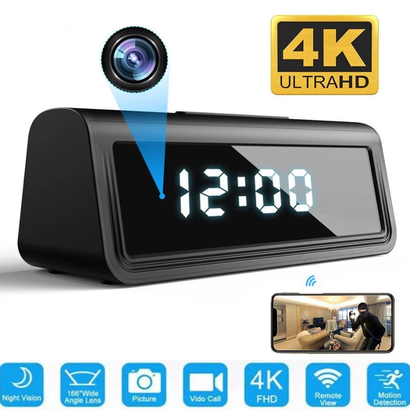 4K WiFi Hidden Clock Micro Camera Security Camera IR Night Vision