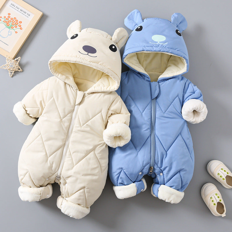 FrostNest™ – Padded Baby Winter Romper with Hat